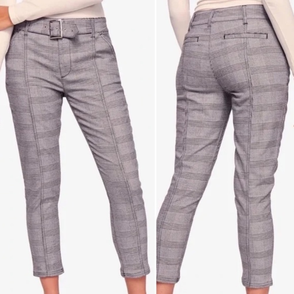 Free People NWT Rock On Plaid Belted Trousers (6)